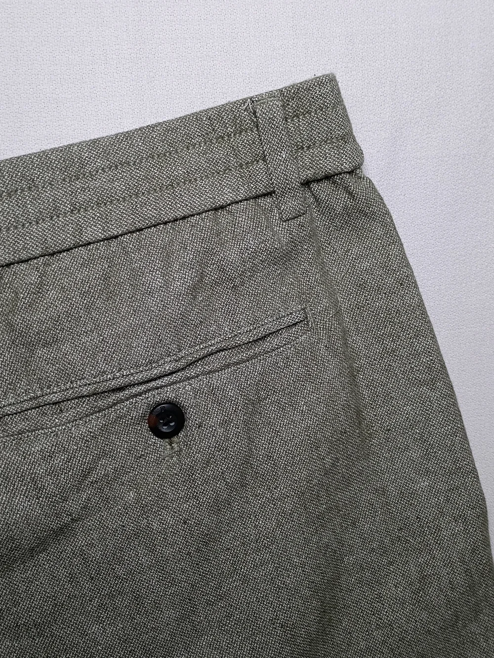 Banana Republic Mens Athletic Fit Linen Blend Trousers 33X27 Sage Drawstring